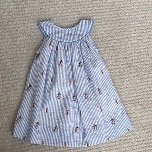 Smockingbird Bunnies and Carrots Embroidered Seersucker Dress